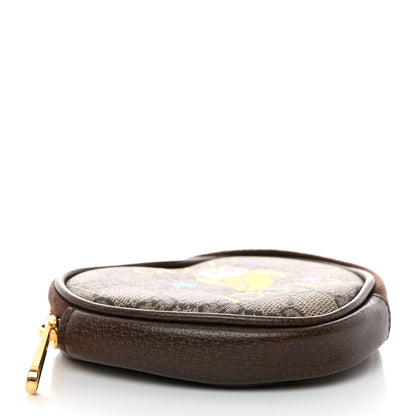 Gucci X BNF GG Supreme Monogram Textured Dollar Calfskin Bananya Print Heart Coin Purse Beige Ebony Multicolor New Acero 4 of 7