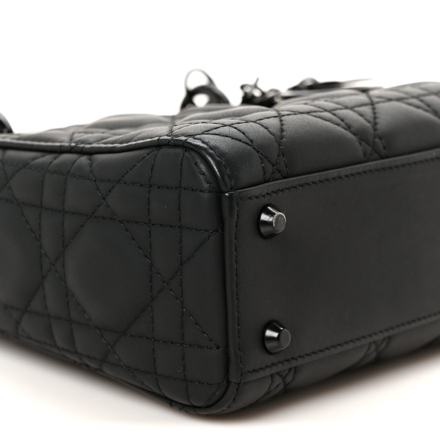Ultra Matte Calfskin Cannage Mini Lady Dior Black