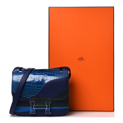 Hermes Shiny Alligator Swift Perforated Lizard Endless Road Constance 24 Bleu Zellige Bleu Encre Blue Nuit Vert Anglais 11 of 11