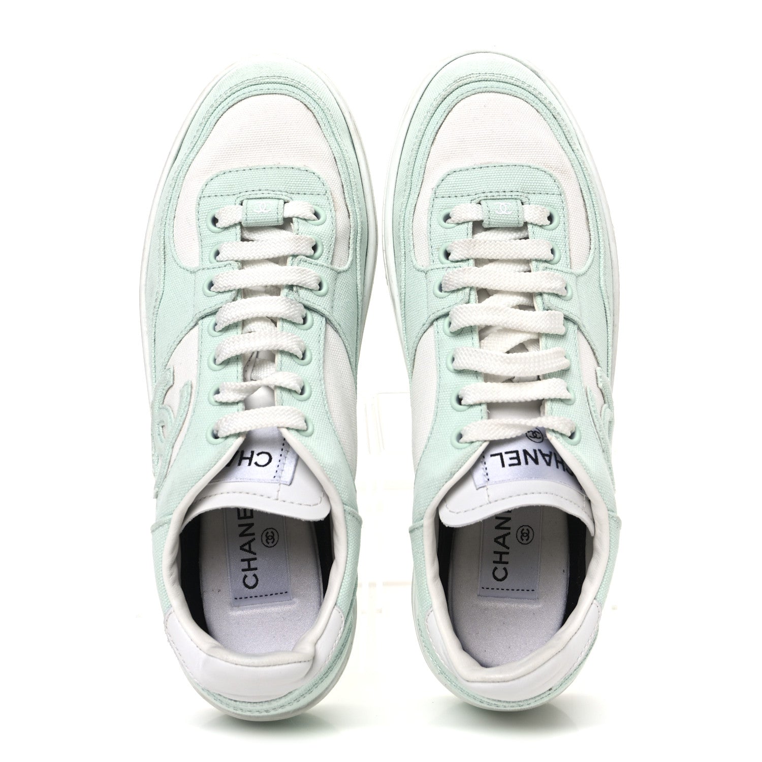 Chanel Cotton Sneakers 39 Light Turquoise White 2 of 10