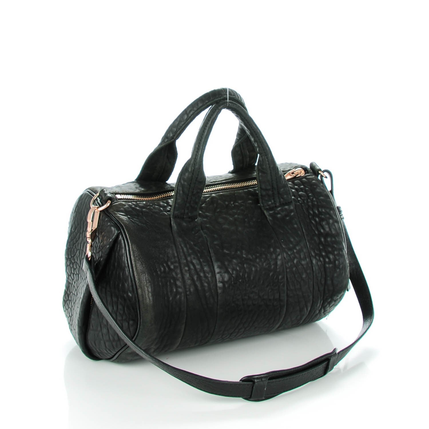 Alexander Wang Pebbled Lambskin Rocco Black Rose Gold Hardware 3 of 9
