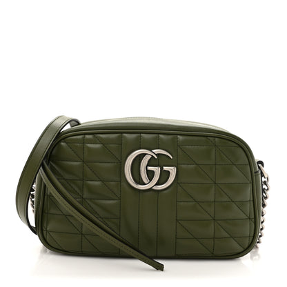 Gucci Calfskin Matelasse Aria Small GG Marmont Chain Shoulder Bag Military Wood 1 of 10