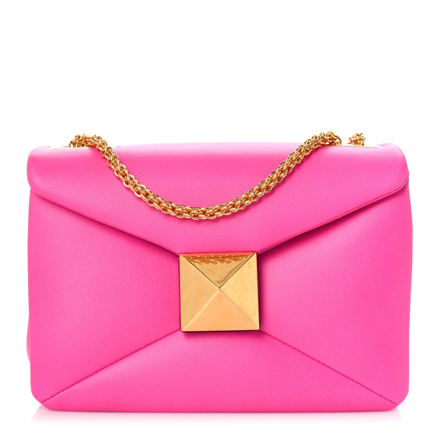 Nappa One Stud Chain Clutch Pink PP