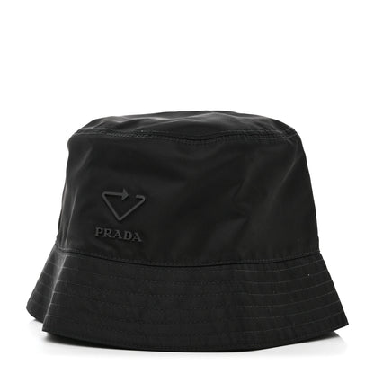 Prada Re-Nylon Rubber Logo Mens Bucket Hat L Black 1 of 8