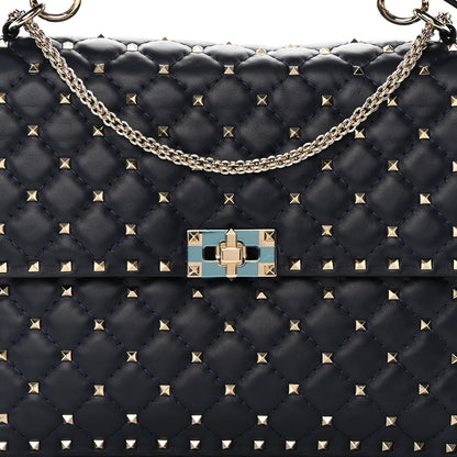 Valentino Garavani Nappa Large Rockstud Spike Shoulder Bag Marine 7 of 14