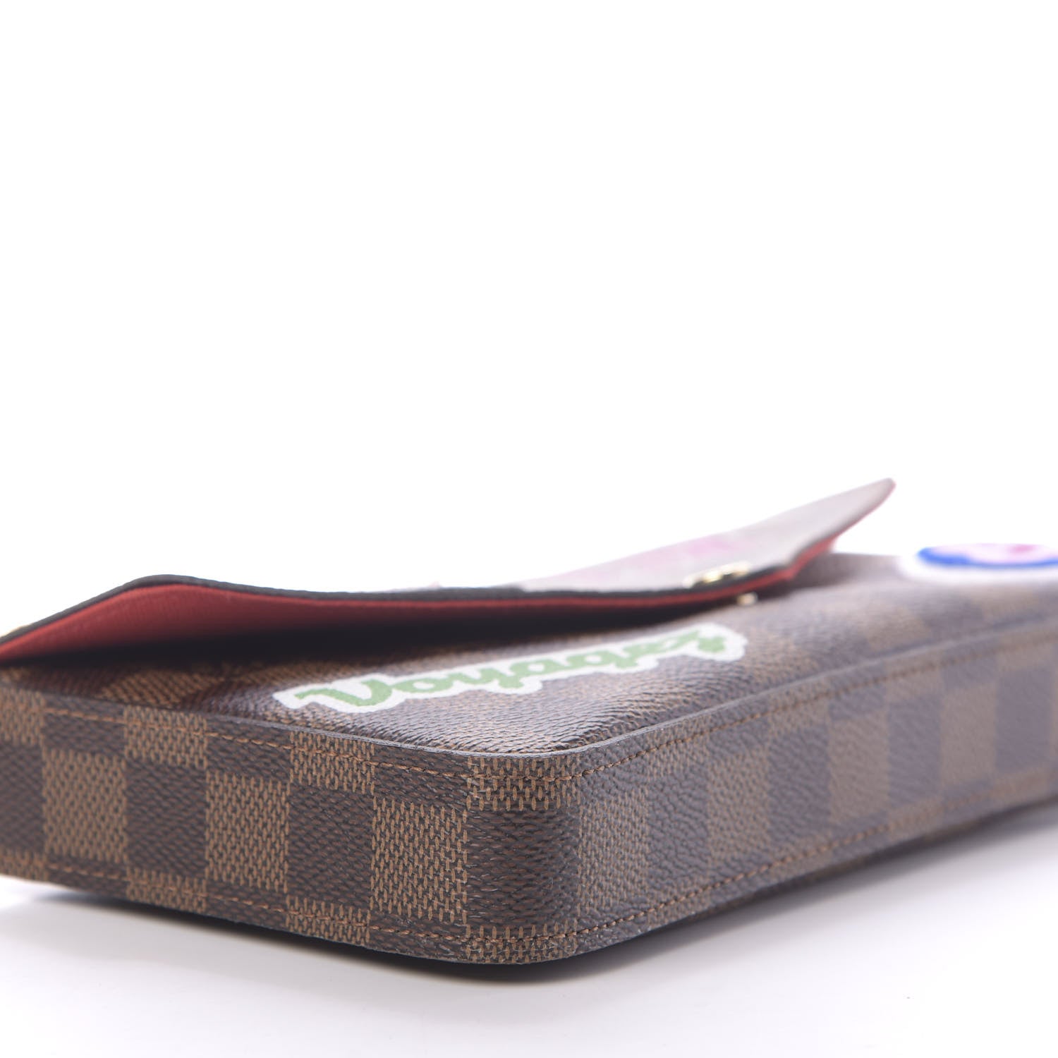 Louis Vuitton Damier Ebene My LV World Tour Pochette Felicie Chain Wallet Coquelicot 6 of 10