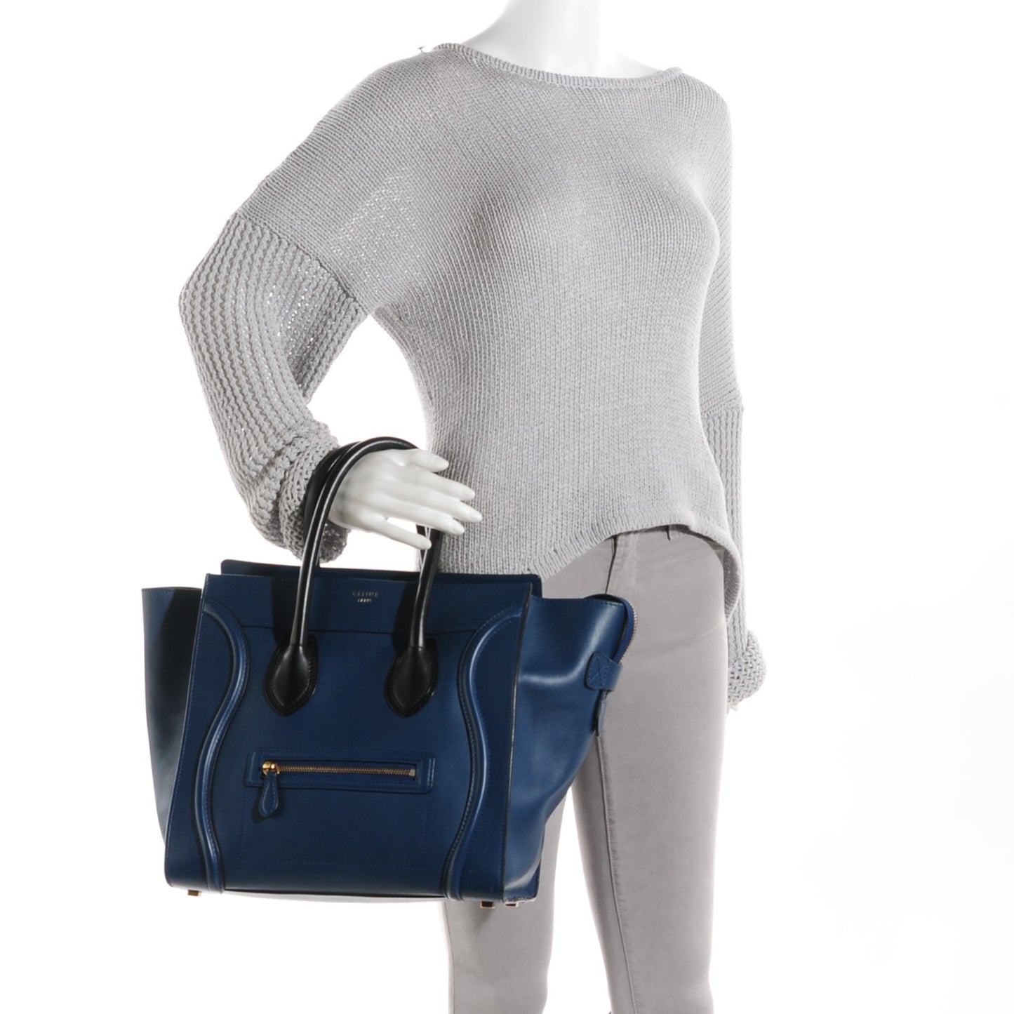 Smooth Calfskin Mini Bi Color Luggage Ocean Blue