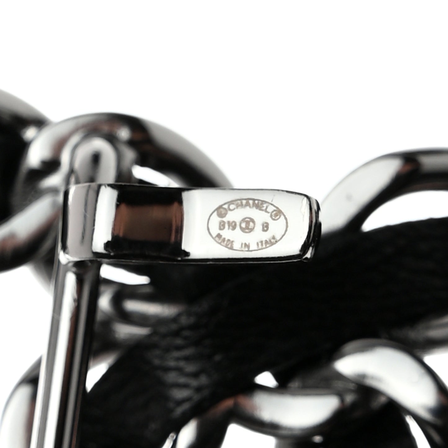 Lambskin Ruched Chain CC Belt 75 30 Black