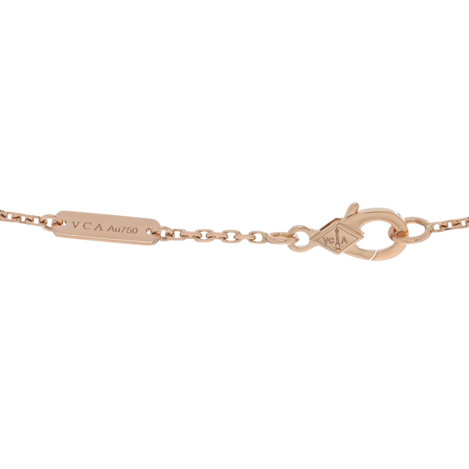 Van Cleef & Arpels 18K Rose Gold Diamond Bulls Eye Vintage Alhambra Pendant Necklace 4 of 4