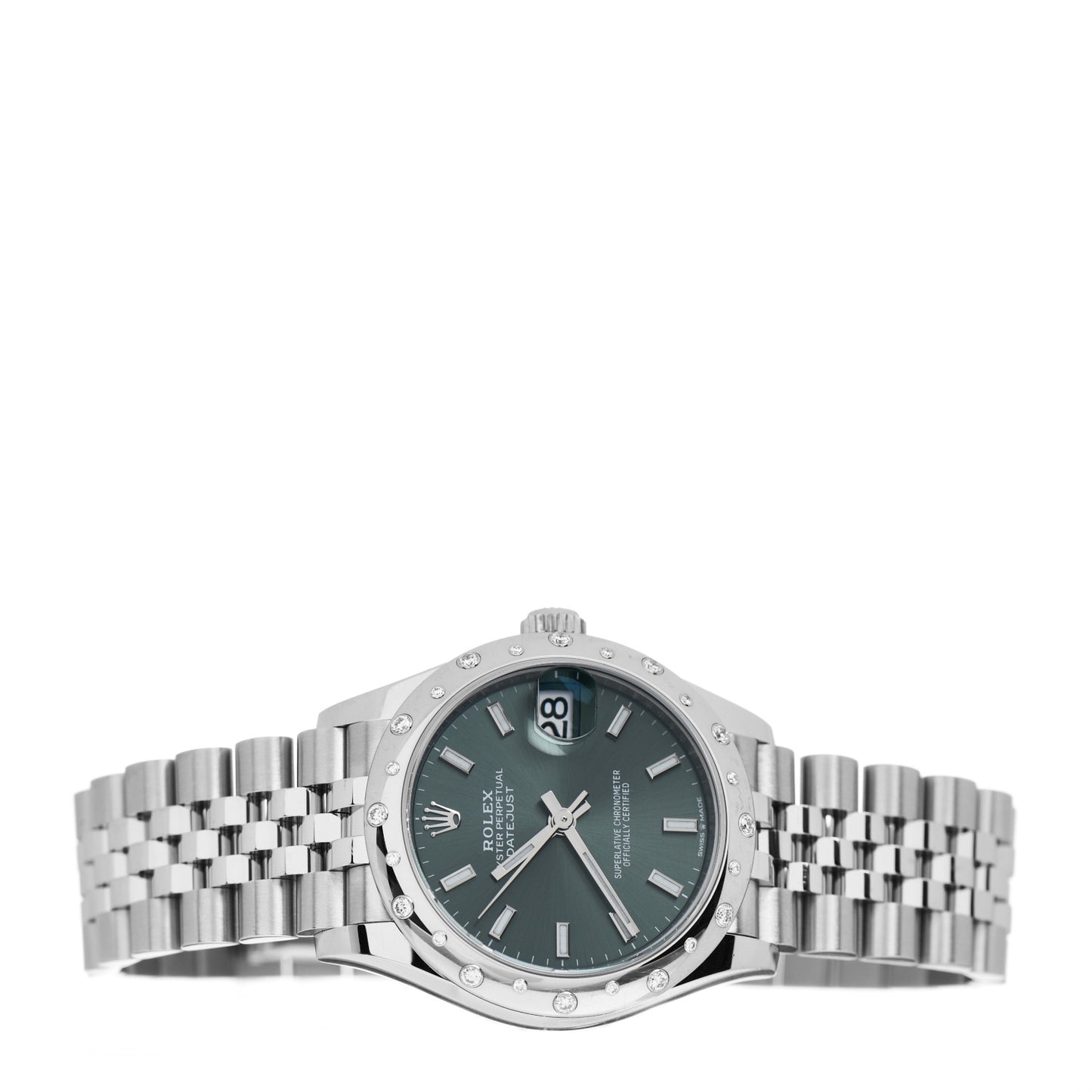 Stainless Steel 18K White Gold Diamond 31mm Oyster Perpetual DateJust Watch Mint Green 278344RBR