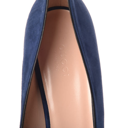 Gucci Kid Scamosciato GG Marmont Fringe 50mm Loafer Pumps 41 Blue Ink 7 of 10