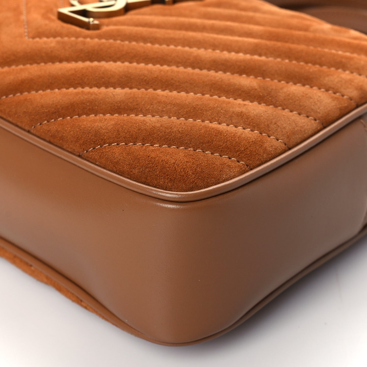 Suede Matelasse Monogram Lou Camera Bag Cinnamon