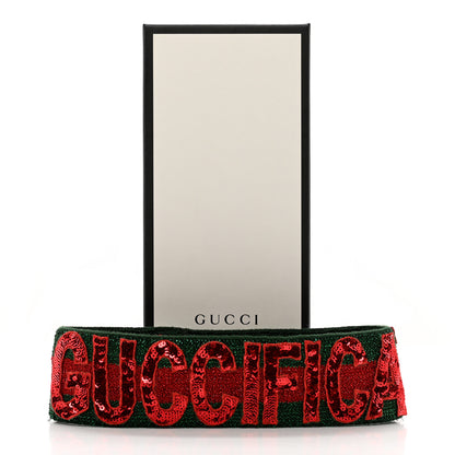 Gucci Sequin Guccification Headband M 57 Red Green 8 of 8