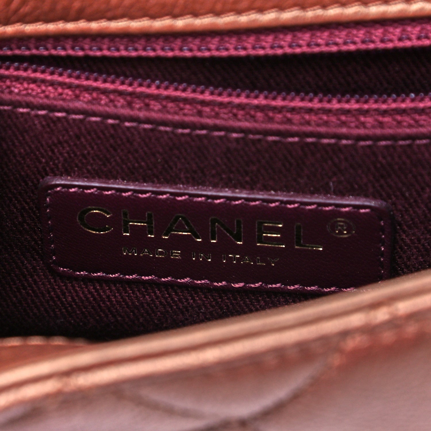 Chanel Iridescent Goatskin Quilted Small CC Eyelet Flap Copper 6 of 9