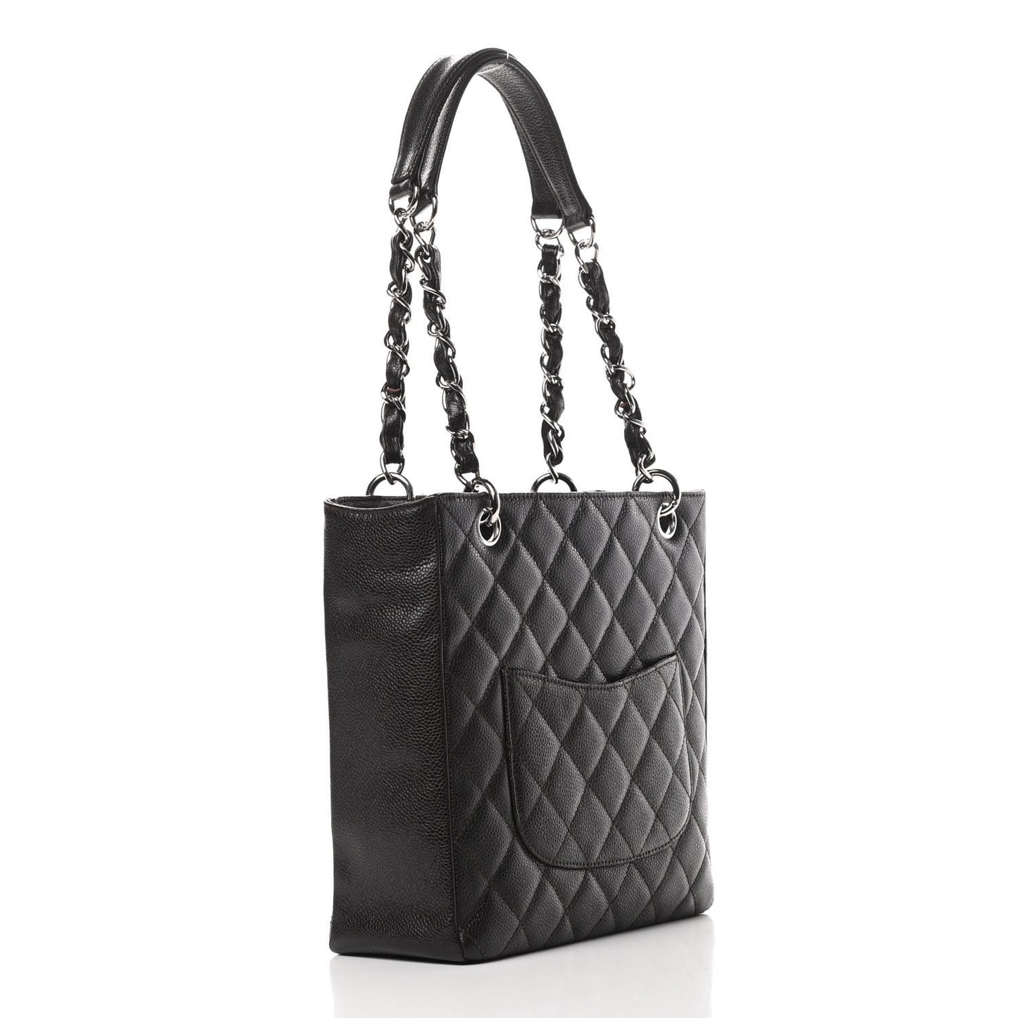 Caviar Quilted Petit Shopping Tote PST Dark Brown