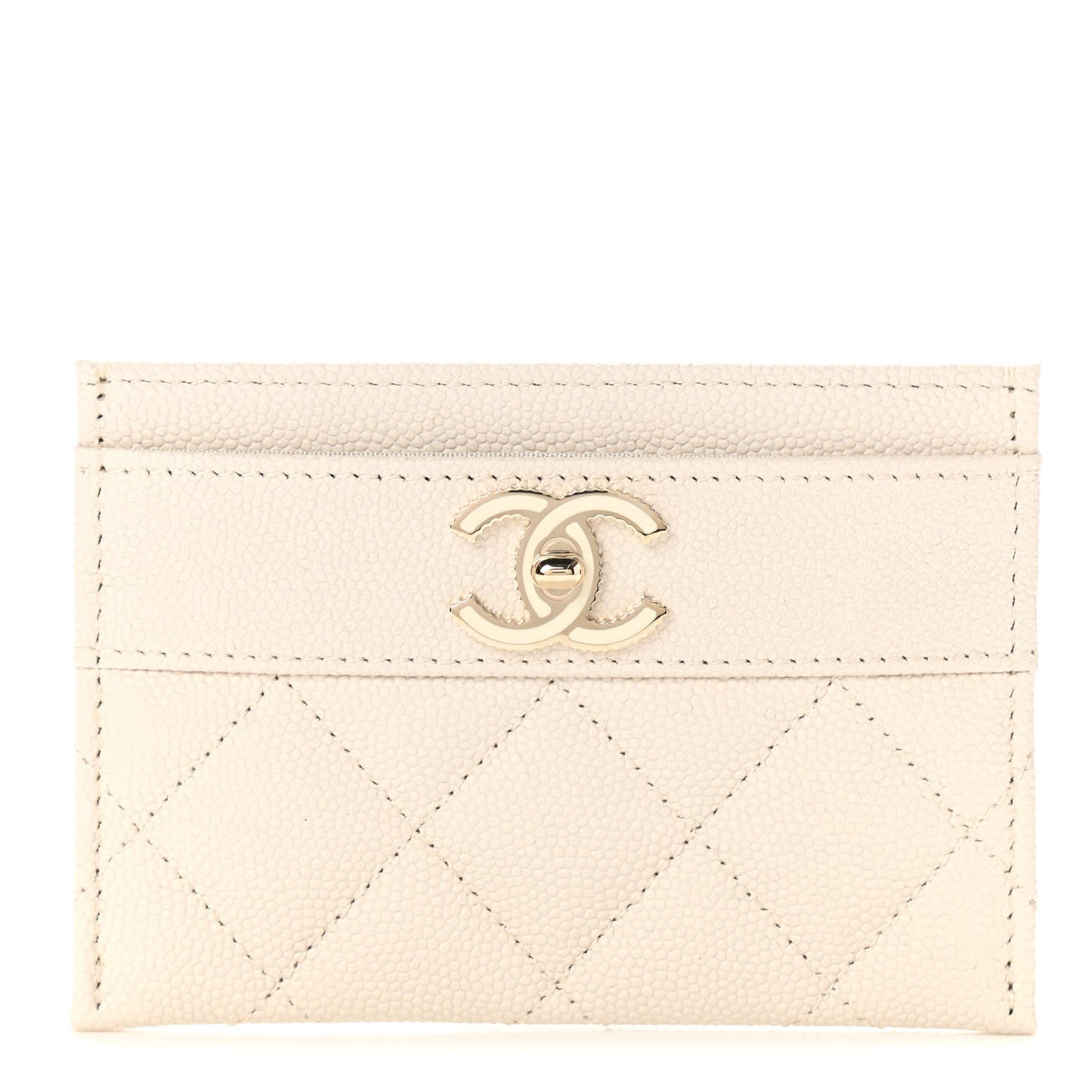 Caviar Quilted Vintage Mademoiselle Card Holder White