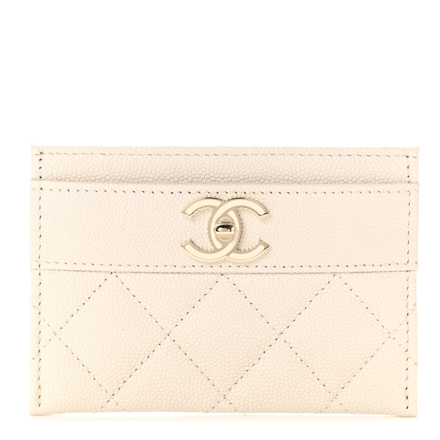 Chanel Caviar Quilted Vintage Mademoiselle Card Holder White 1 of 8