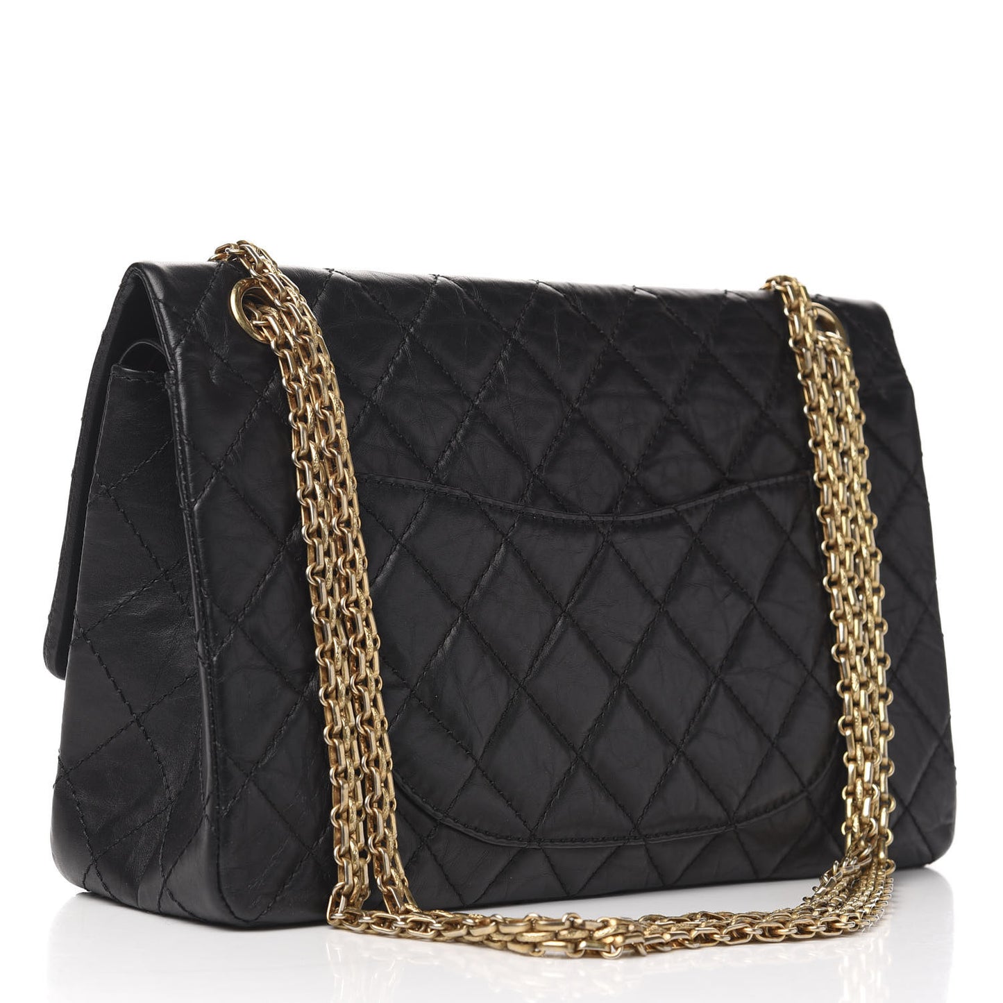 Aged Calfskin Quilted 2.55 Reissue 266 Flap Black