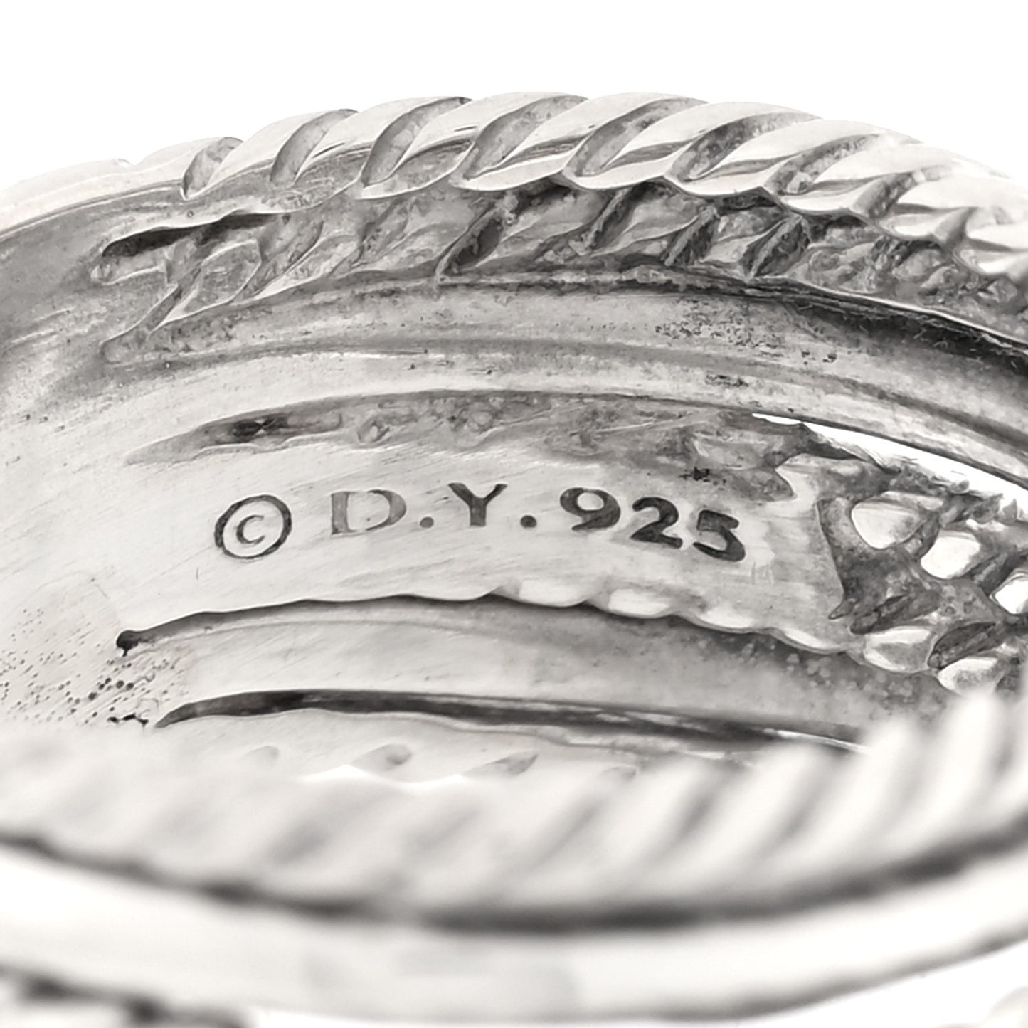 Sterling Silver Diamond 12mm Wide Crossover Cable Ring