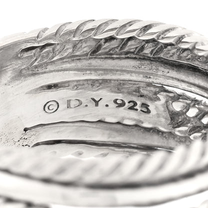 David Yurman Sterling Silver Diamond 12mm Wide Crossover Cable Ring 4 of 4
