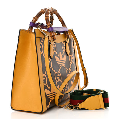 Gucci X ADIDAS Textured Dollar Calfskin Jumbo GG Textured Web Trefoil Logo Medium Diana Tote Bag Crop Black 3 of 12