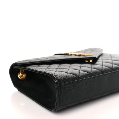 Saint Laurent Grain De Poudre Textured Mixed Matelasse Triquilt Medium Monogram Satchel Black 8 of 9