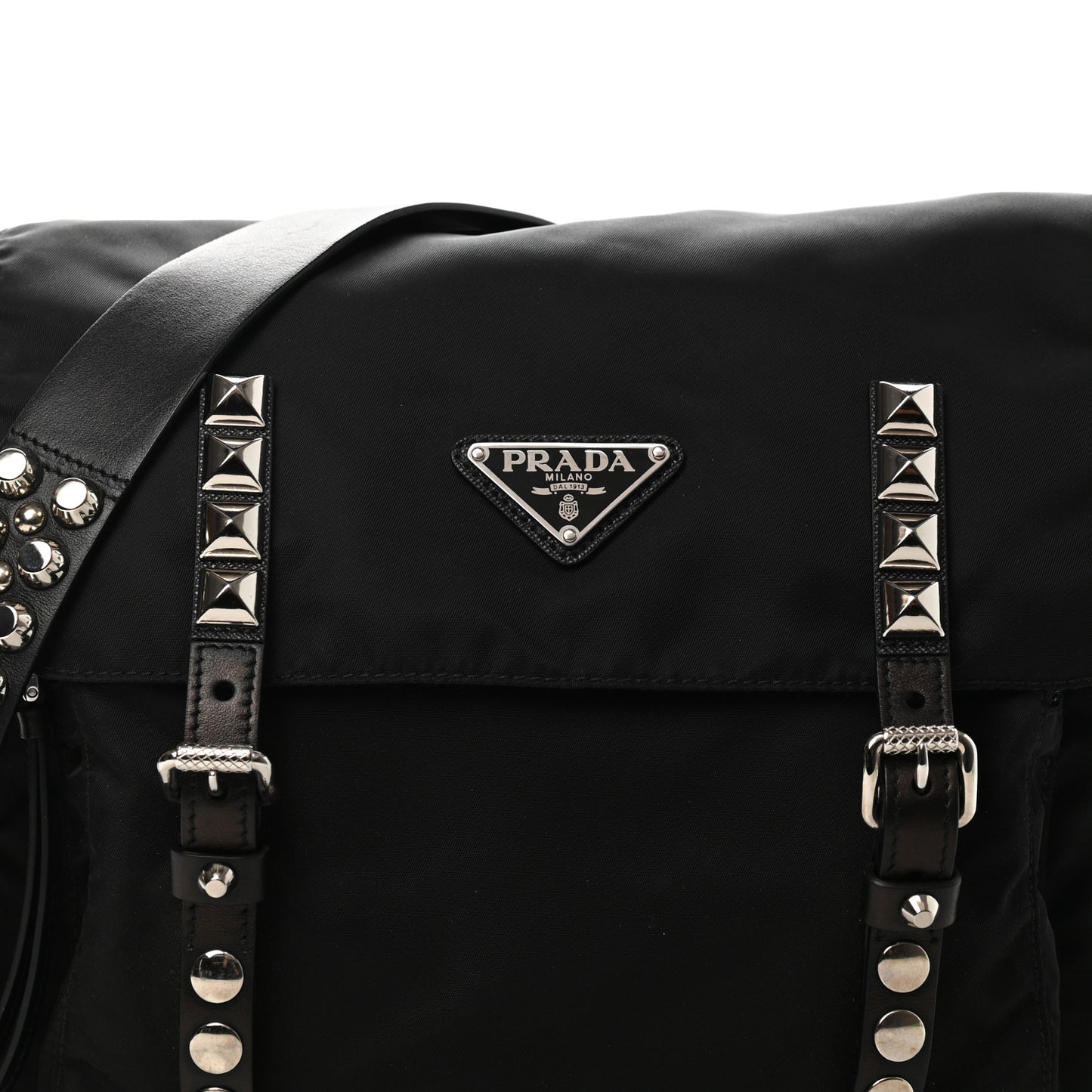 Nylon New Vela Studded Messenger Black