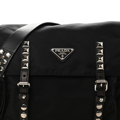 Prada Nylon New Vela Studded Messenger Black 9 of 13