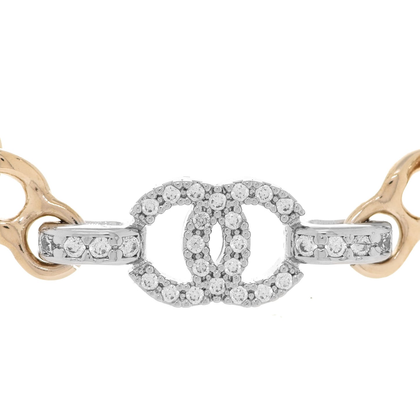 Crystal CC Chain Links Choker Necklace Gold