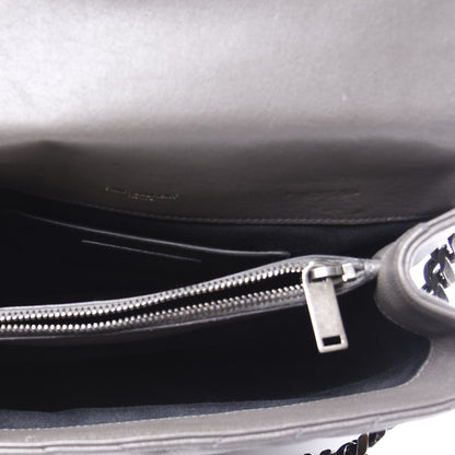 Saint Laurent Sheepskin Matelasse Chevron Monogram Medium College Bag Asphalt 4 of 12