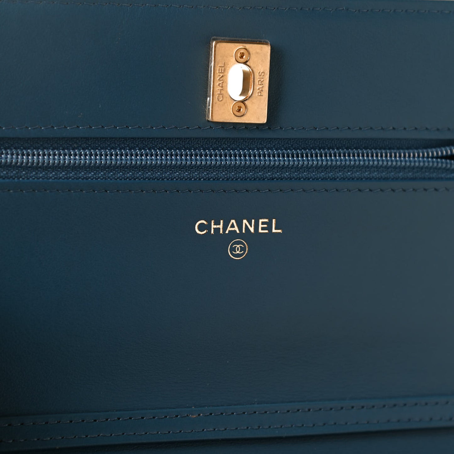 Denim Quilted CC Pearl Crush Wallet On Chain WOC Blue