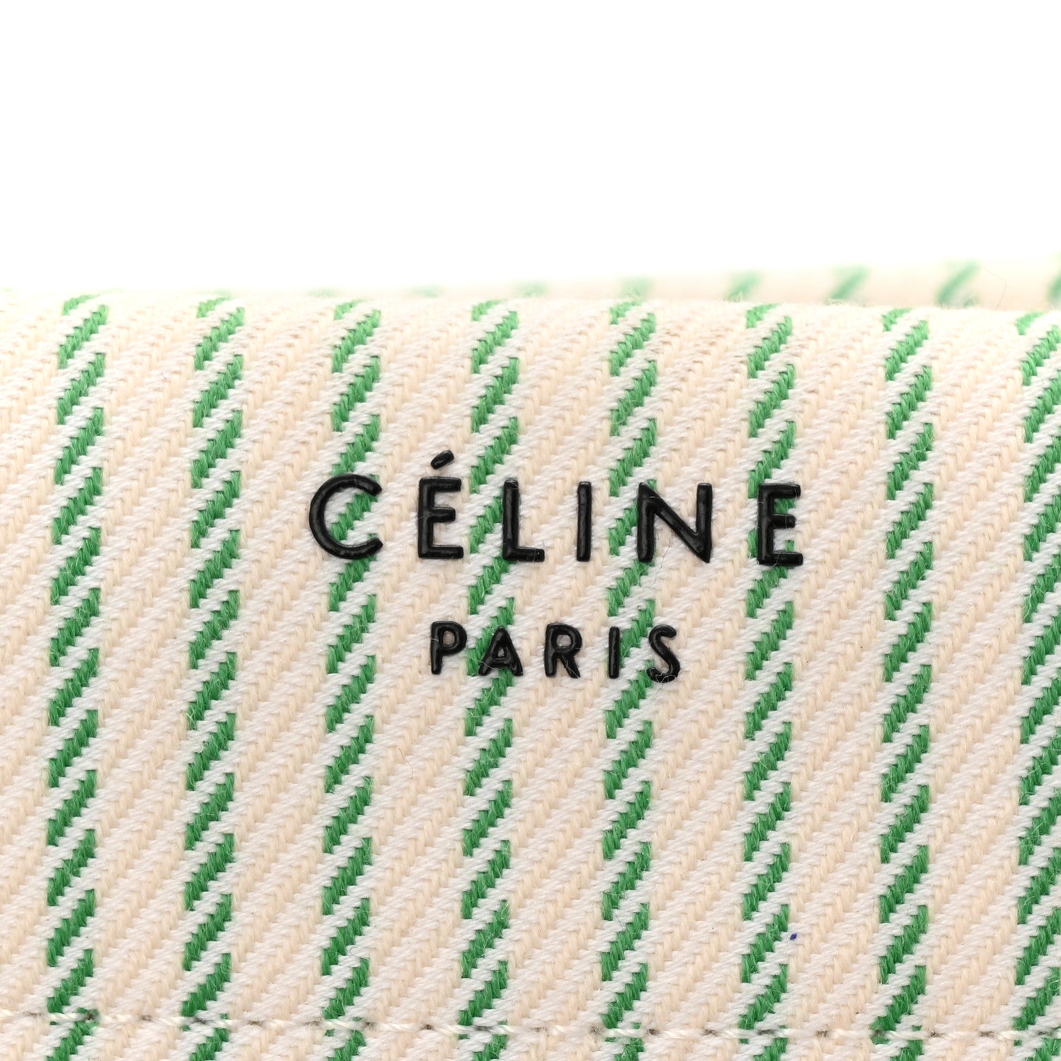 Celine Cotton Canvas Striped Medium Phantom Luggage White Green 6 of 11