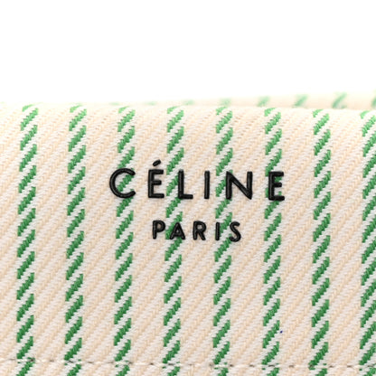 Celine Cotton Canvas Striped Medium Phantom Luggage White Green 6 of 11