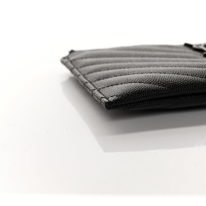 Saint Laurent Grain De Poudre Chevron Monogram Bill Pouch Black 7 of 9