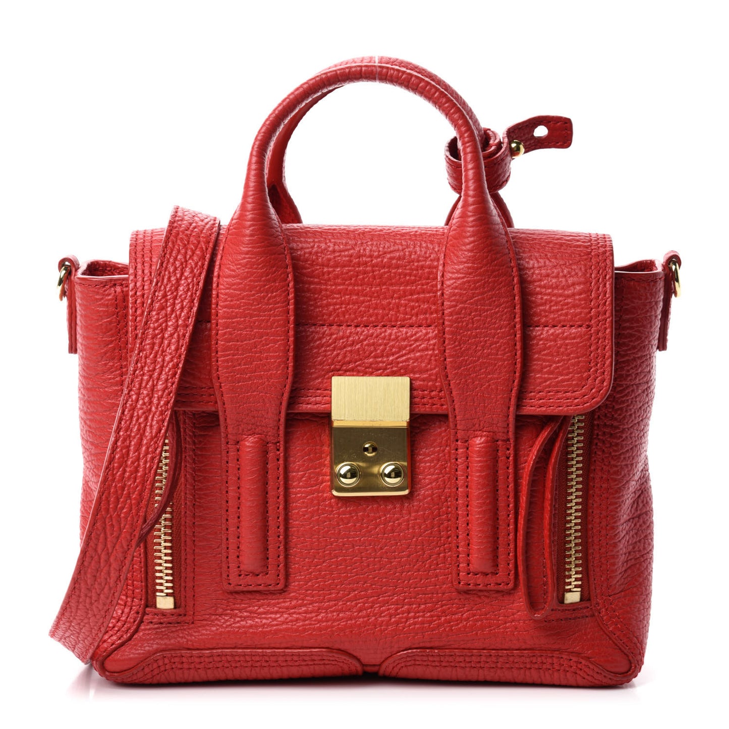 Textured Calfskin Mini Pashli Satchel Red