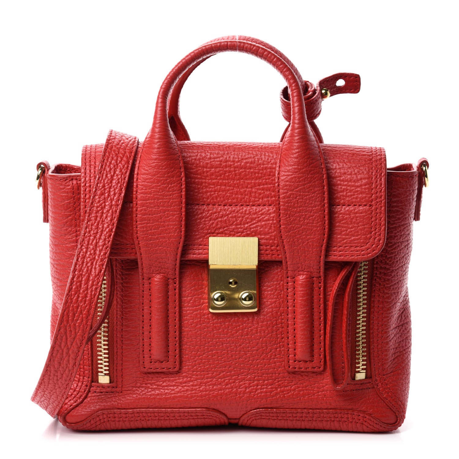 3.1 Phillip Lim Textured Calfskin Mini Pashli Satchel Red 1 of 14