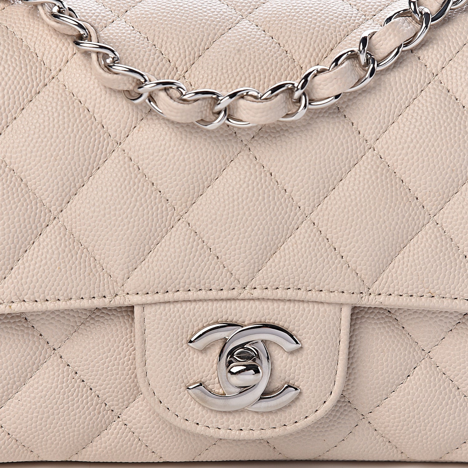 Chanel Caviar Quilted Mini Rectangular Flap Light Beige 8 of 11