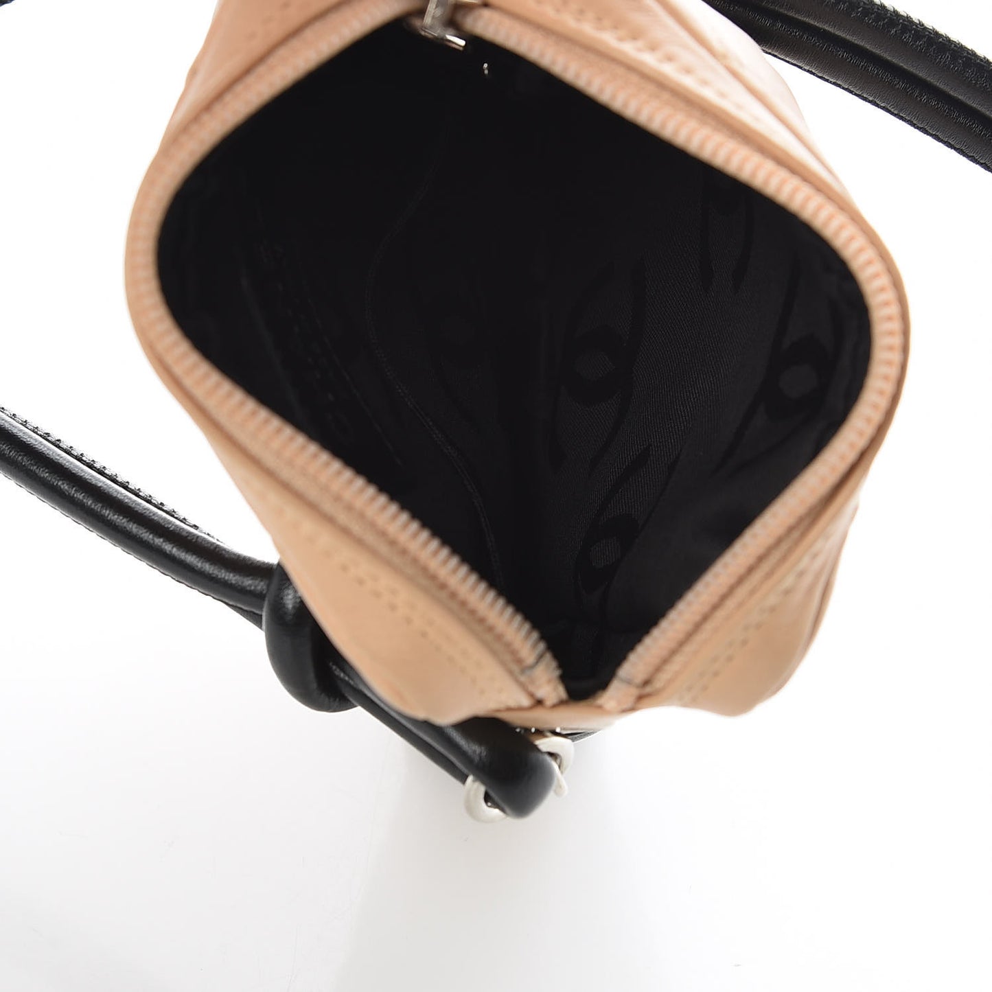 Calfskin Quilted Small Cambon Messenger Beige Black