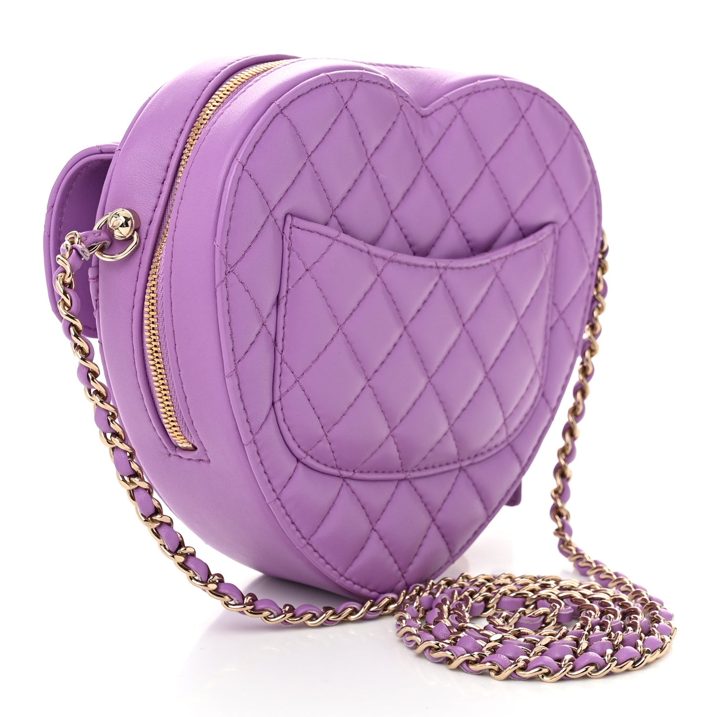 Lambskin Quilted CC In Love Heart Bag Purple