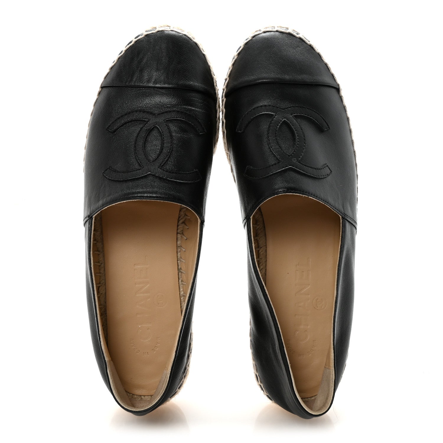 Chanel Lambskin CC Espadrilles 38 Black 2 of 9
