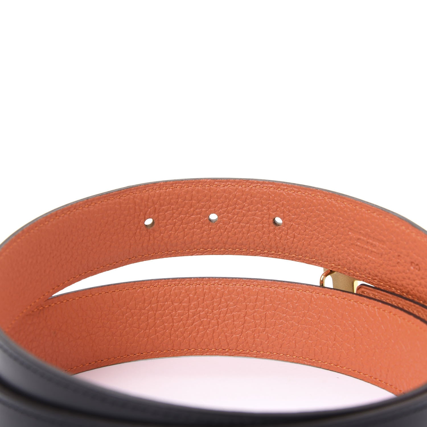 Hermes Box Togo 32mm Guilloche H Belt 85 Black Orange 3 of 7