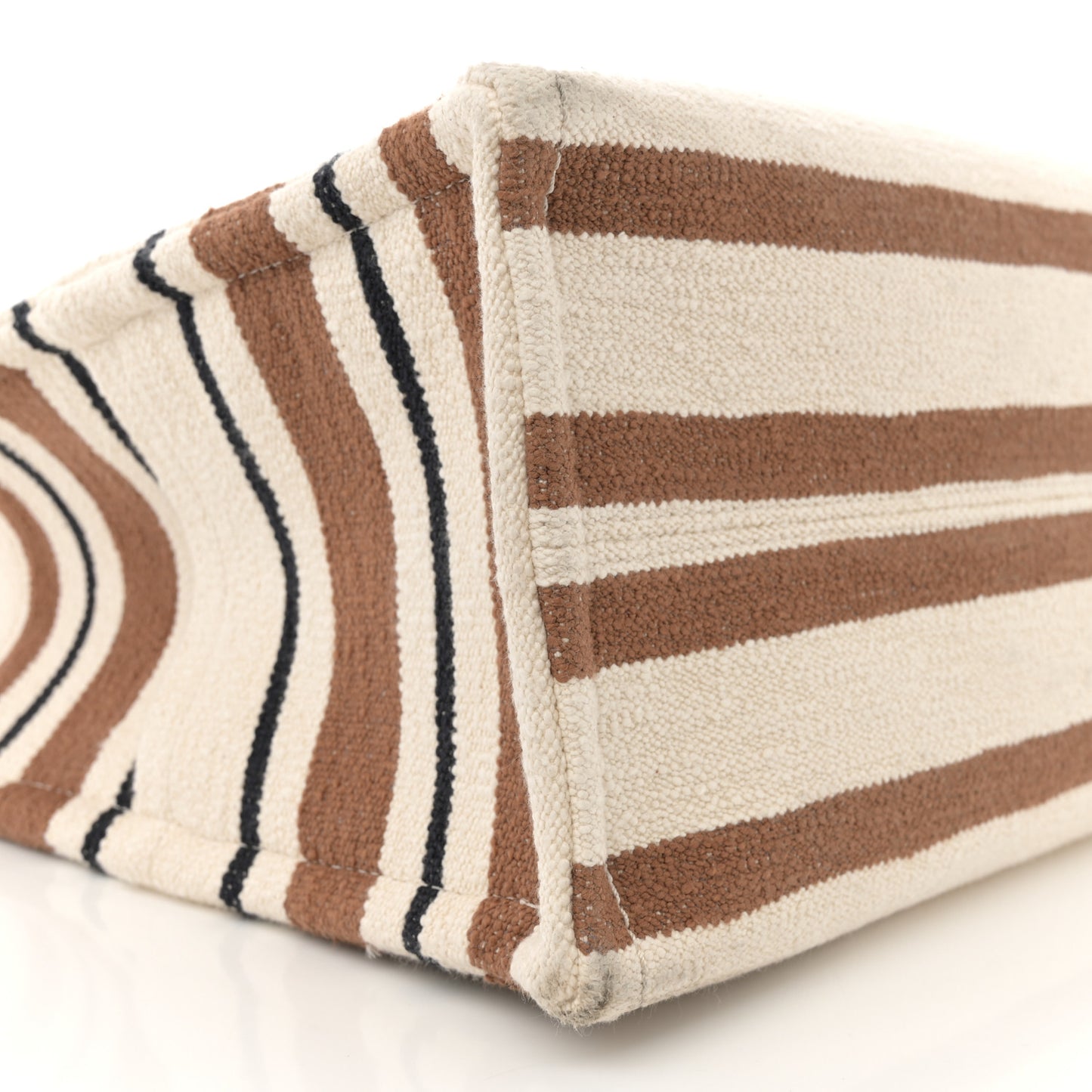 Jacquard Striped Large Cabas Thais White Brown