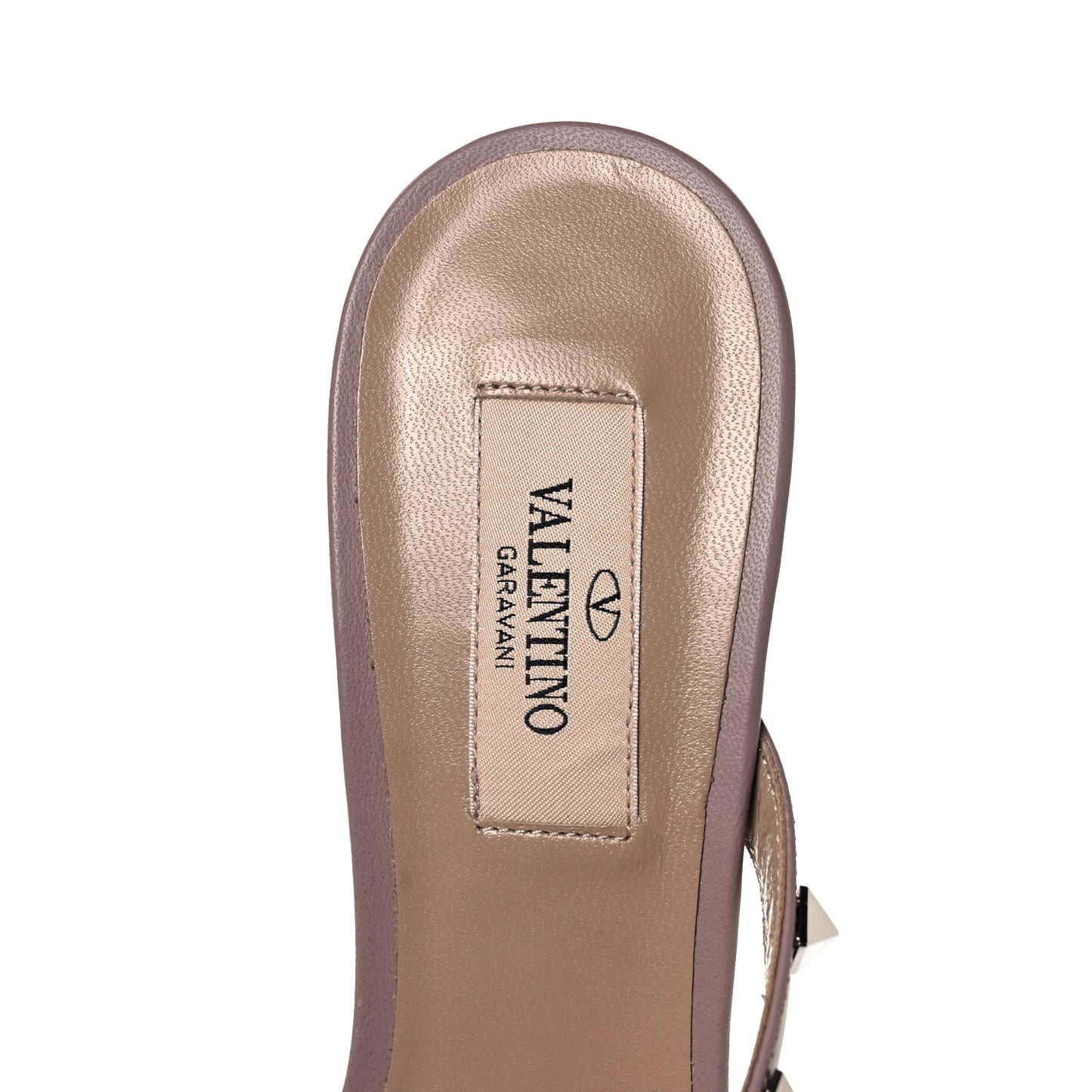 Calfskin Nappa Rockstud 60mm Slide Sandals 38.5 Poudre