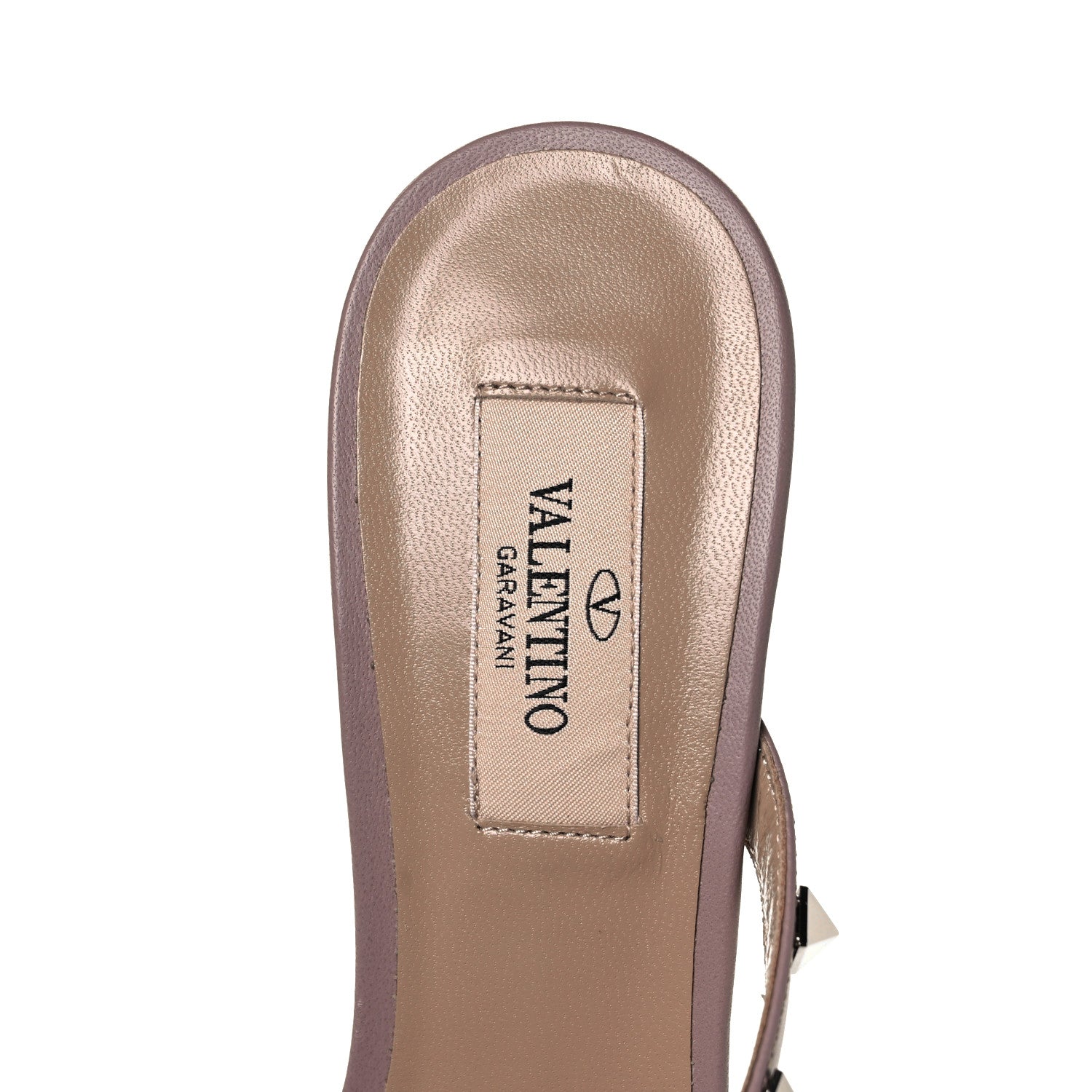 Valentino Garavani Calfskin Nappa Rockstud 60mm Slide Sandals 38.5 Poudre 7 of 10