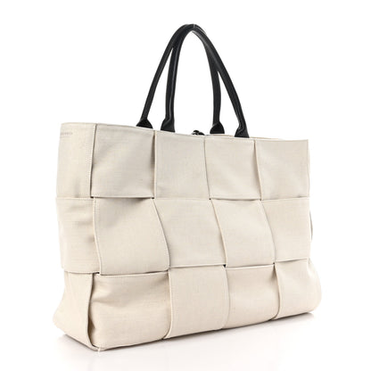 Bottega Veneta Canvas Intrecciato Large Arco Tote Beige Black 4 of 9