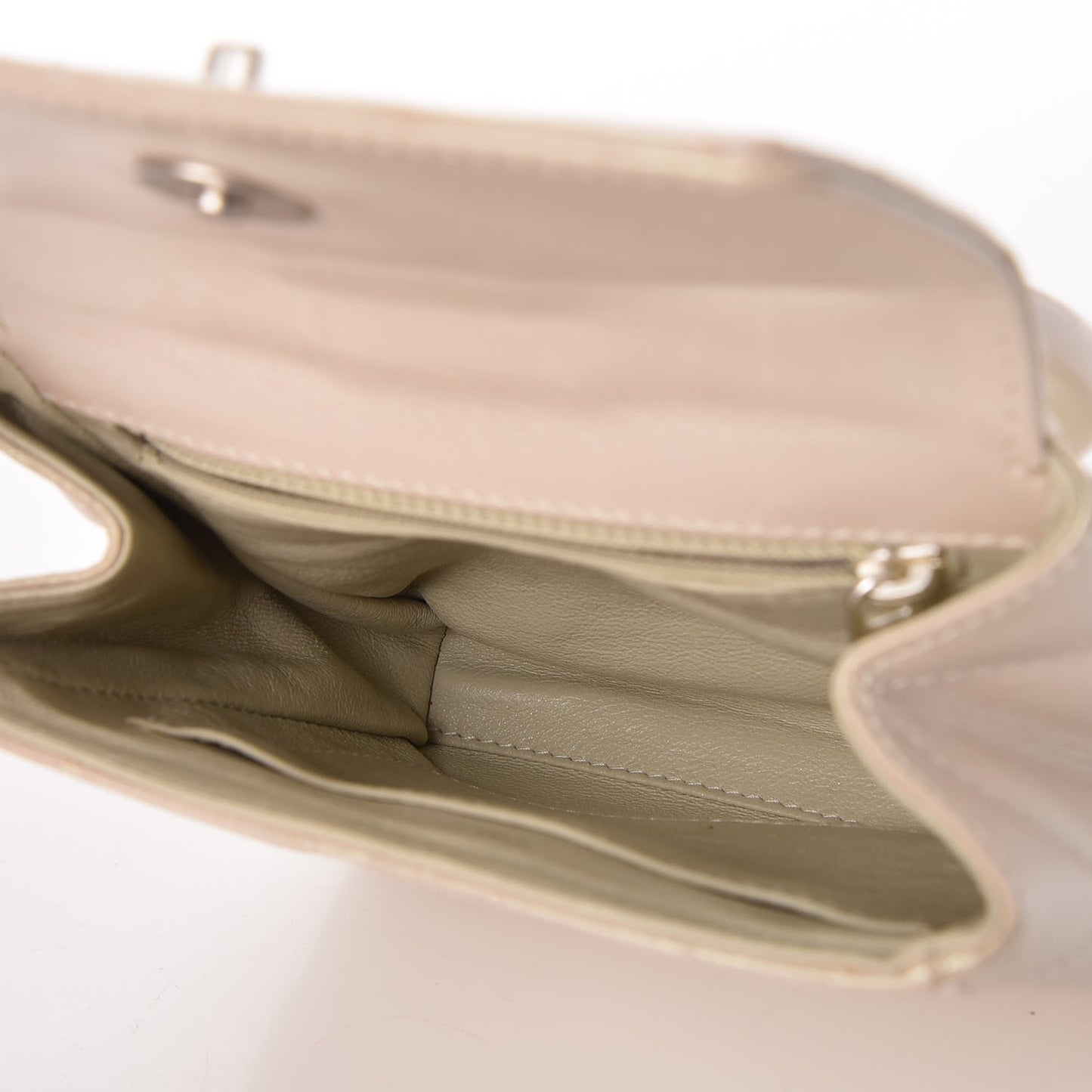 Iridescent Lambskin Quilted Round Handle Mini Flap