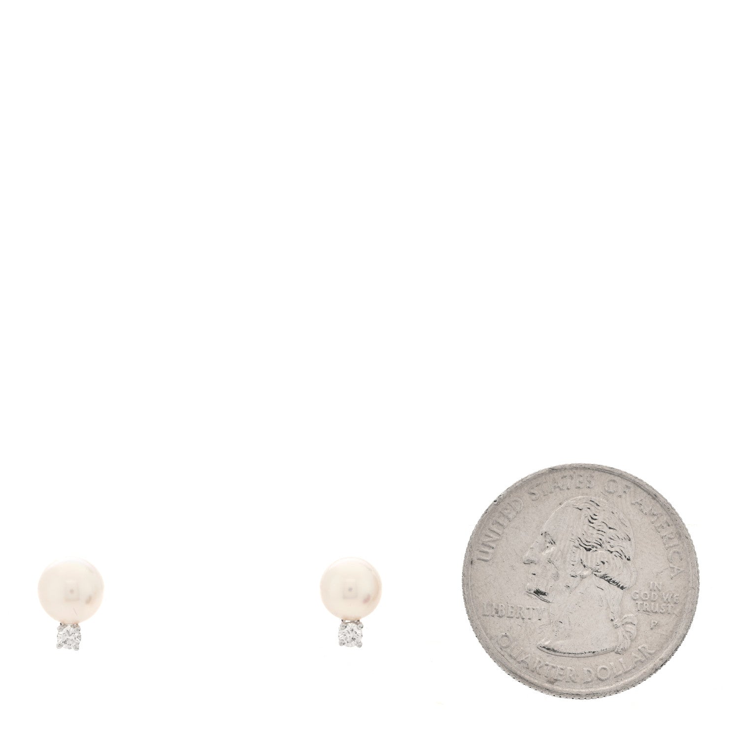 Tiffany 18K White Gold Diamond Akoya Cultured Pearl 6.5-7mm Signature Earrings 2 of 5