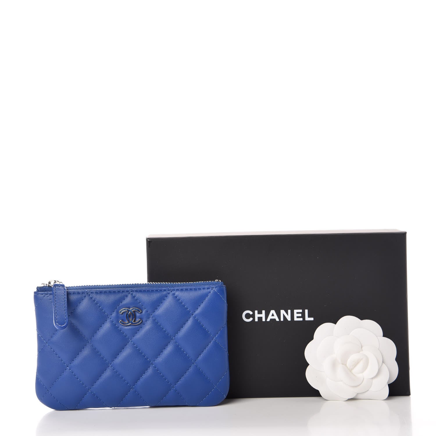 Chanel Lambskin Quilted Small Cosmetic Case Blue 10 of 10