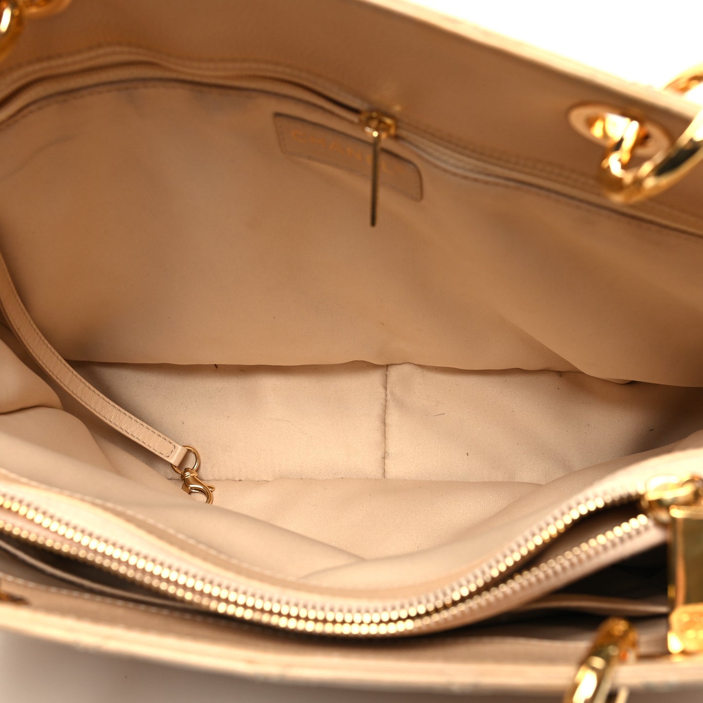 Caviar Quilted Grand Shopping Tote GST Beige