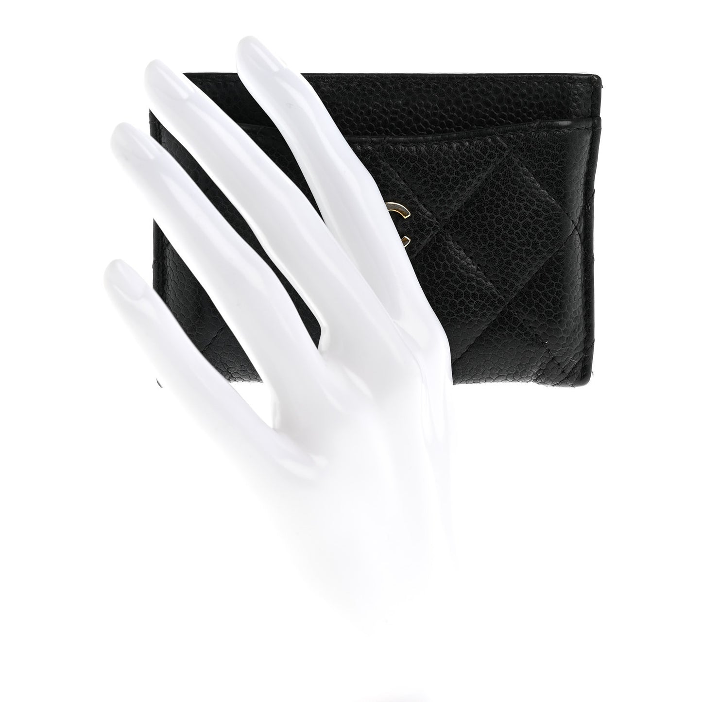 Caviar Quilted Card Holder Black